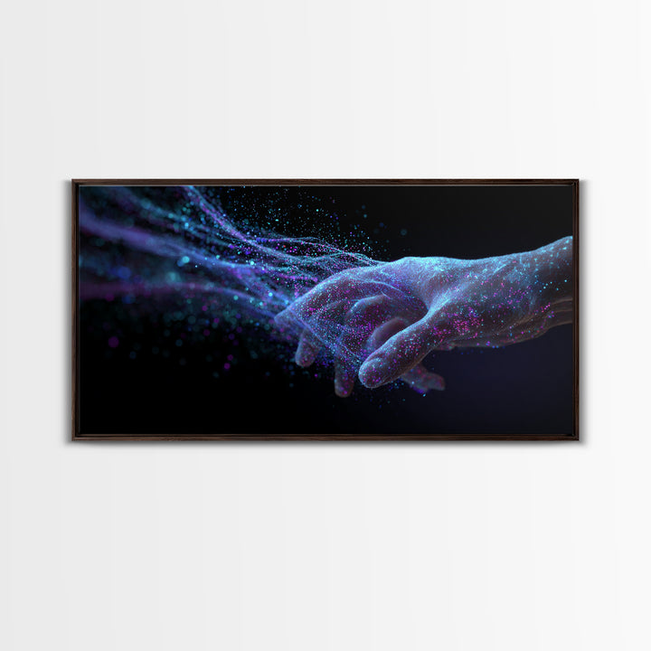 Digital Futuristic Hand Nebula Art Canvas Print Modern Abstract Wall Art For Home Office Decor Unique Cosmic Framed Canvas Print