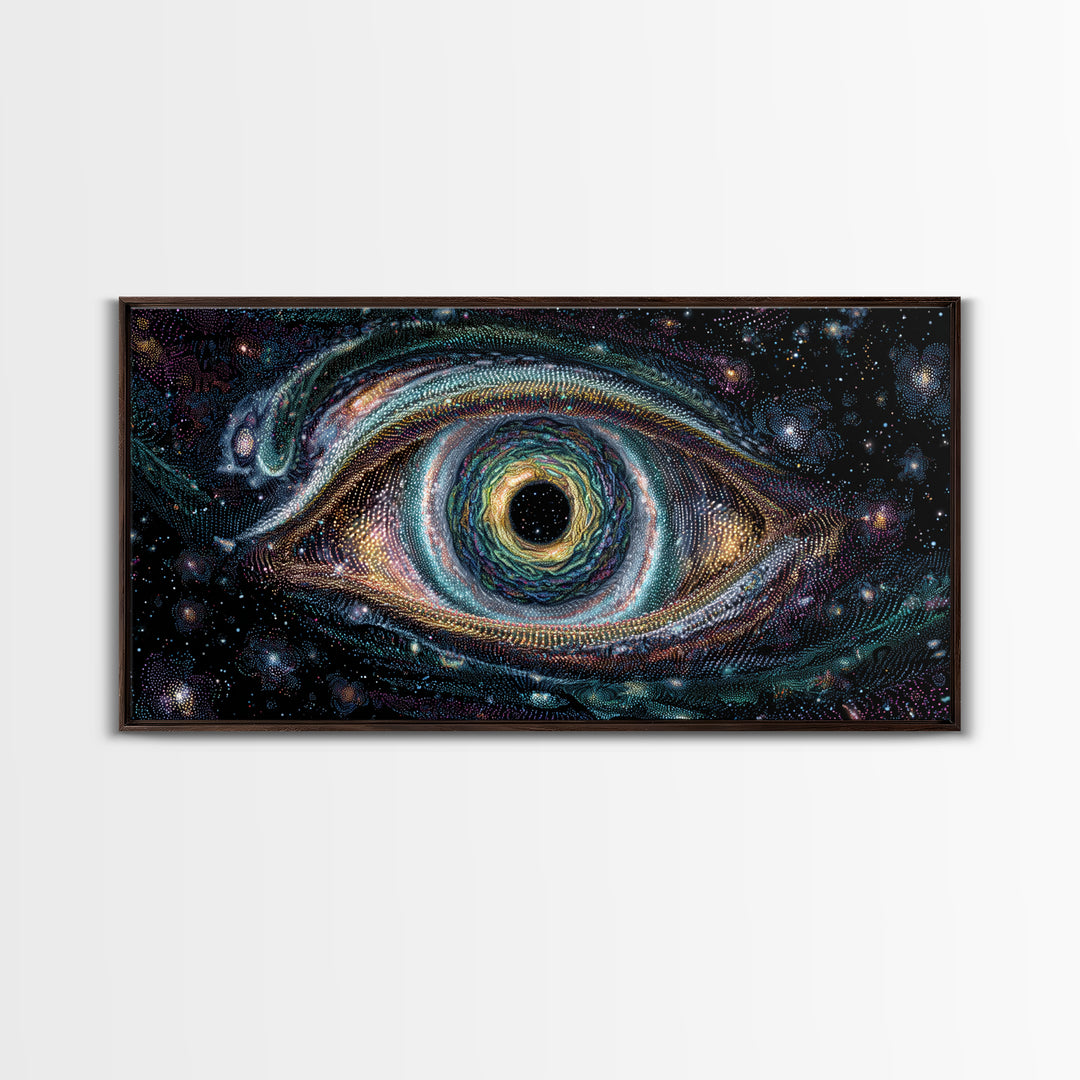 Cosmic Vortex Eye With Starry Galaxy Background Abstract Surreal Wall Art For Modern Home Decor And Spiritual Spaces Canvas Print With Stunning Detail