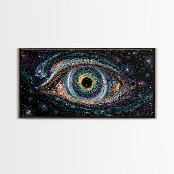 Cosmic Vortex Eye With Starry Galaxy Background Abstract Surreal Wall Art For Modern Home Decor And Spiritual Spaces Canvas Print With Stunning Detail