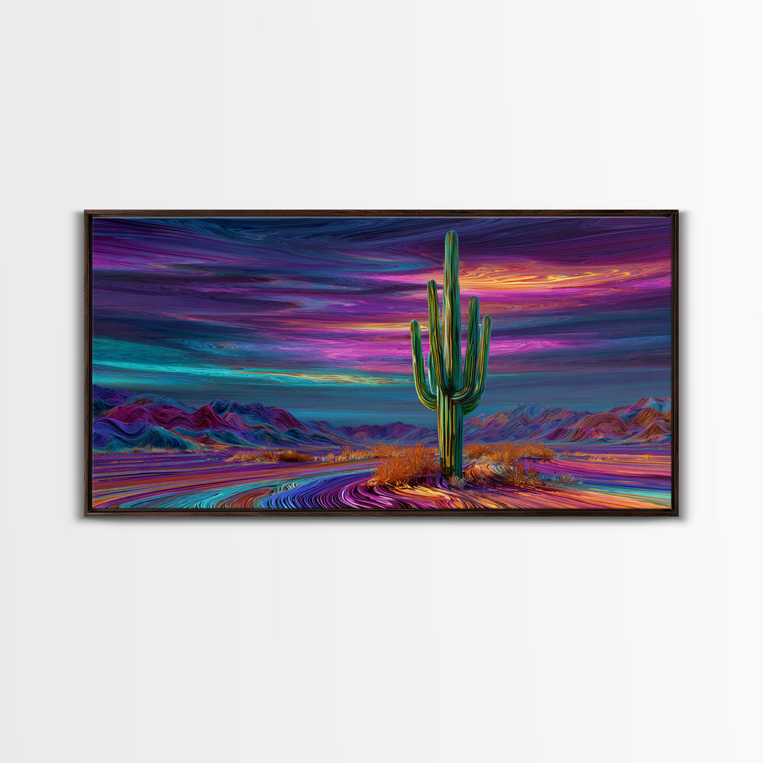 Futuristic Neon Cityscape With Skyscrapers Reflected On Water Large Wall Art Framed Canvas Print Modern Urban Home Decor