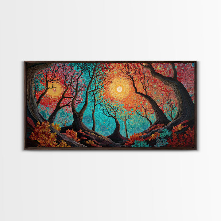 Bright Bold Sunset Over Ocean Waves Colorful Coastal Wall Art Modern Home Decor Vibrant Living Room Canvas Print