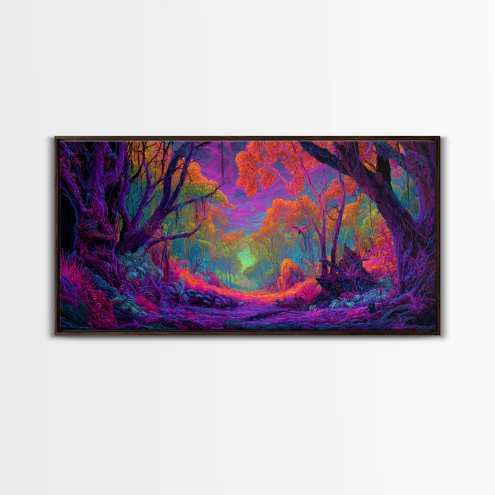 Vibrant Fantasy Forest Landscape Wall Art Colorful Nature Canvas Print For Living Room Modern Wall Art