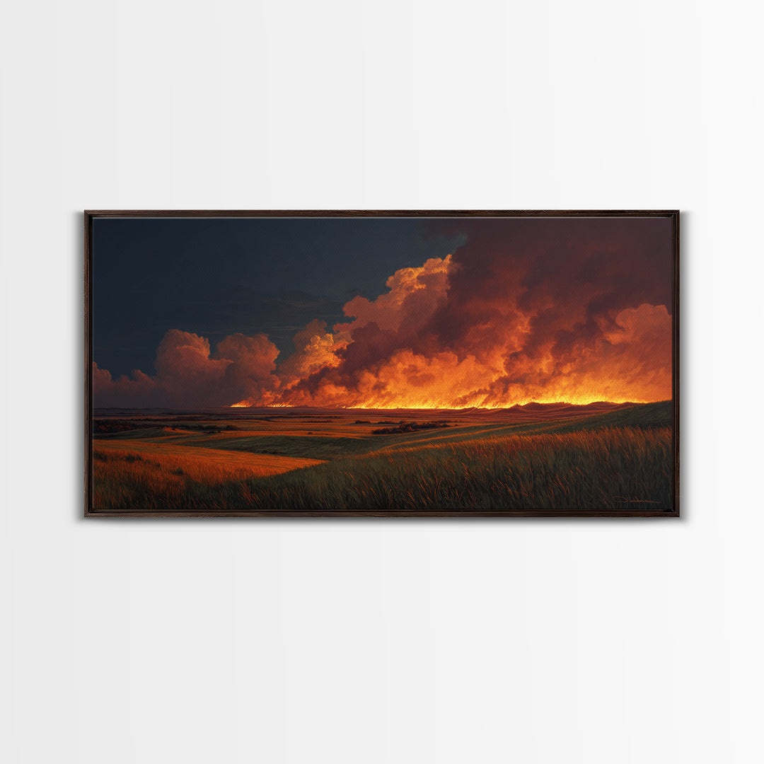 Tranquil Moonlit Lake Scene With Two People Canoeing Among Trees And Starry Sky Wall Art