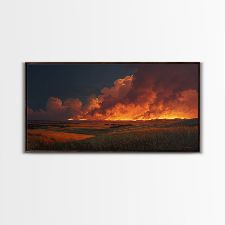 Tranquil Moonlit Lake Scene With Two People Canoeing Among Trees And Starry Sky Wall Art