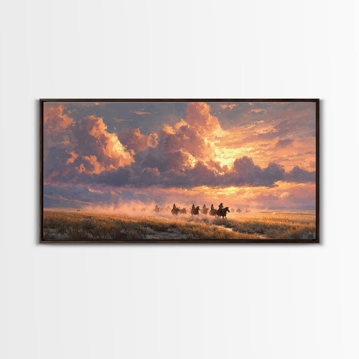 Serene Morning Lake Scene With Wooded Trees and Mist Rising Over Water Wall Art Framed Canvas Print for Cozy Home Decor
