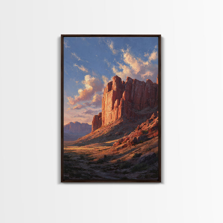Sunset Over Rugged Canyon Mountain Landscape Contemporary Oil Painting Canvas Print For Modern Wall Art Nature Home Decor