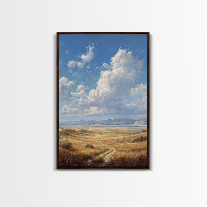 Majestic Mountain Valley Landscape Painting Original Art Large Wall Art Framed Canvas Print Natural Home Decor