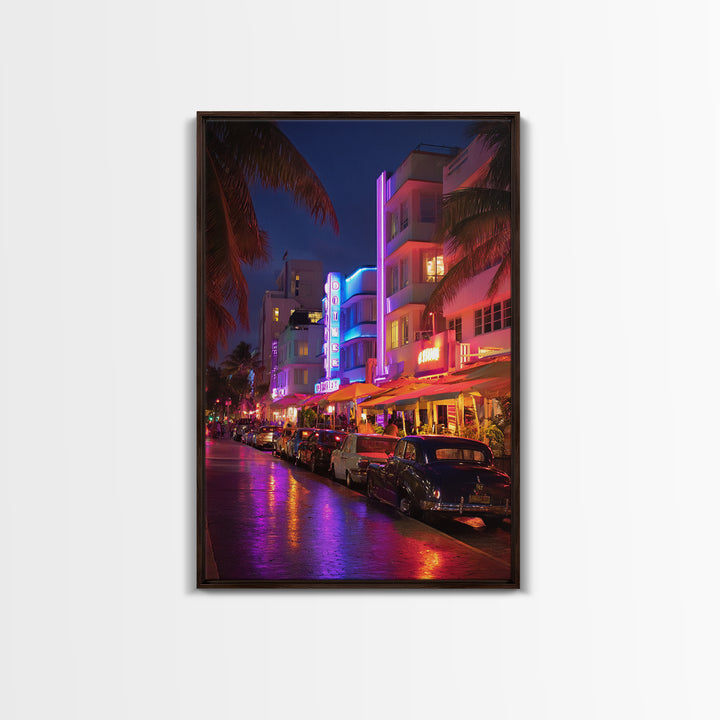 Digital Futuristic Waterfall With Vibrant Pink Light And Abstract Landscape Elements Modern Wall Art Print