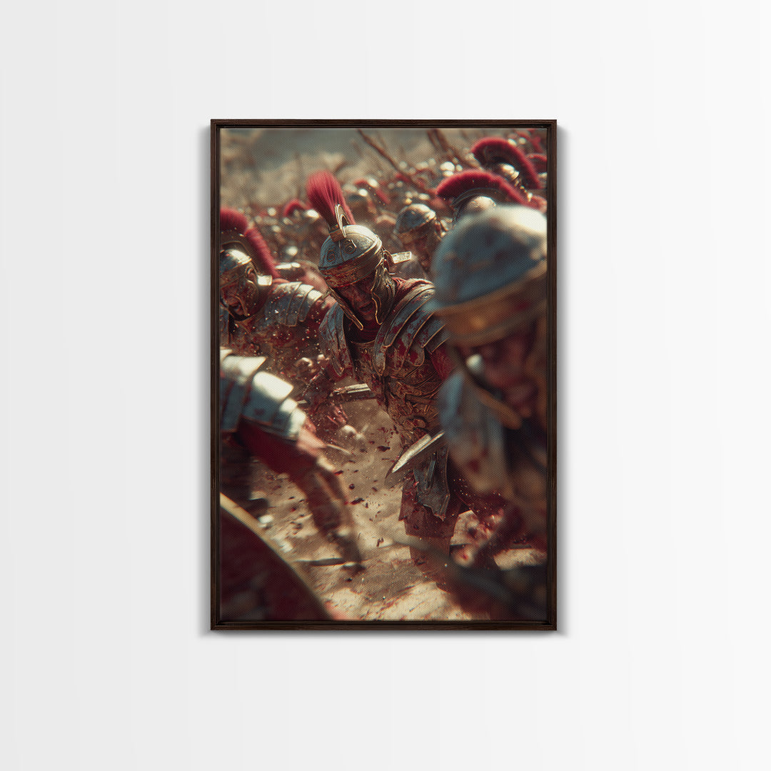 Roman Soldier In Battle Closeup Canvas Print, Ancient Legion Wall Art, Historical Warrior Art Decor, Masculine Gift For Him