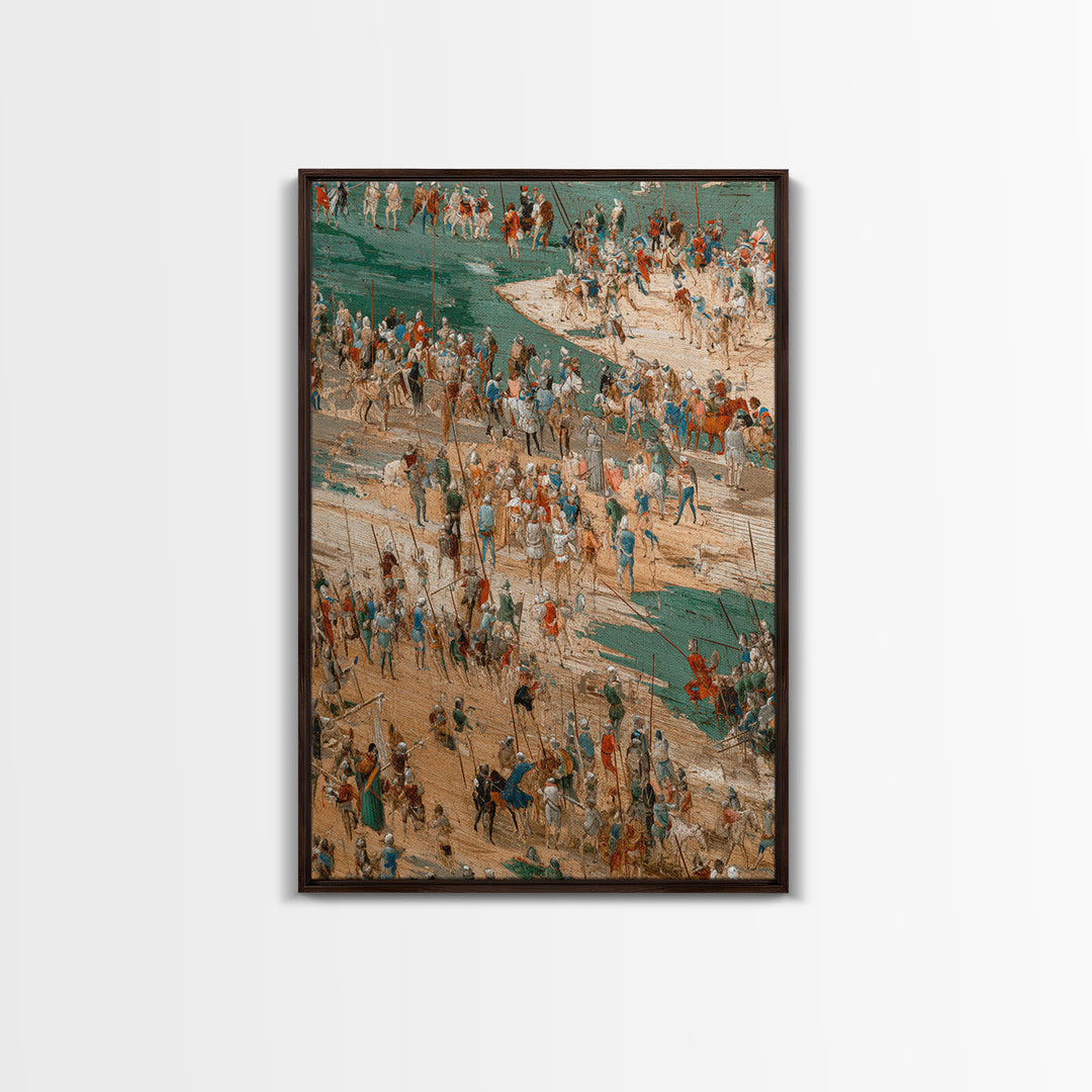 Medieval Battle Camp With Cavalry And Crowds Canvas Print, Historical Wall Decor, Fantasy Art, Large Gallery Wall Art, Home Decor