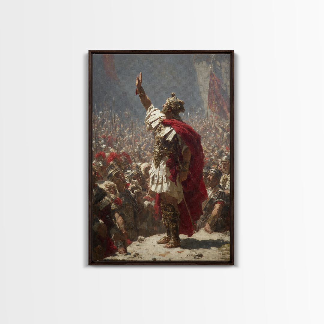Roman General Raising Hand Before Legion Wall Art, Historical Canvas, Classical Decor, Large Statement Artwork, Fine Art Print