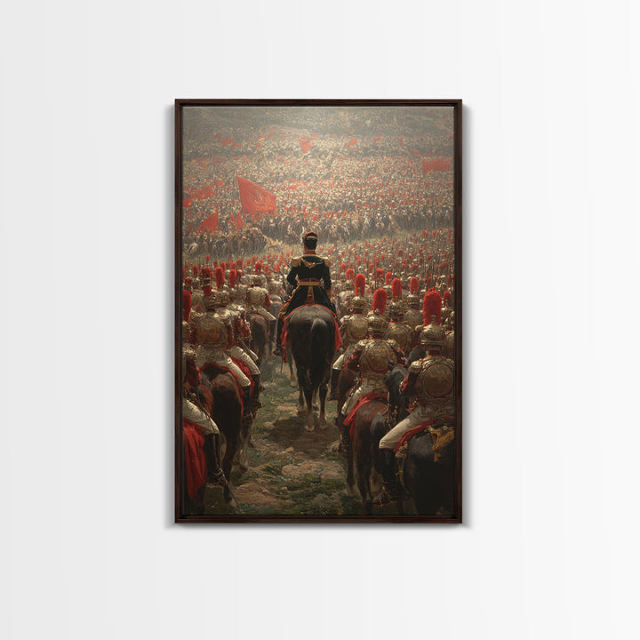 Imperial Commander Over Vast Cavalry Army, Framed Canvas Print, Historical Battle Art, Military Wall Decor, Gift For Him