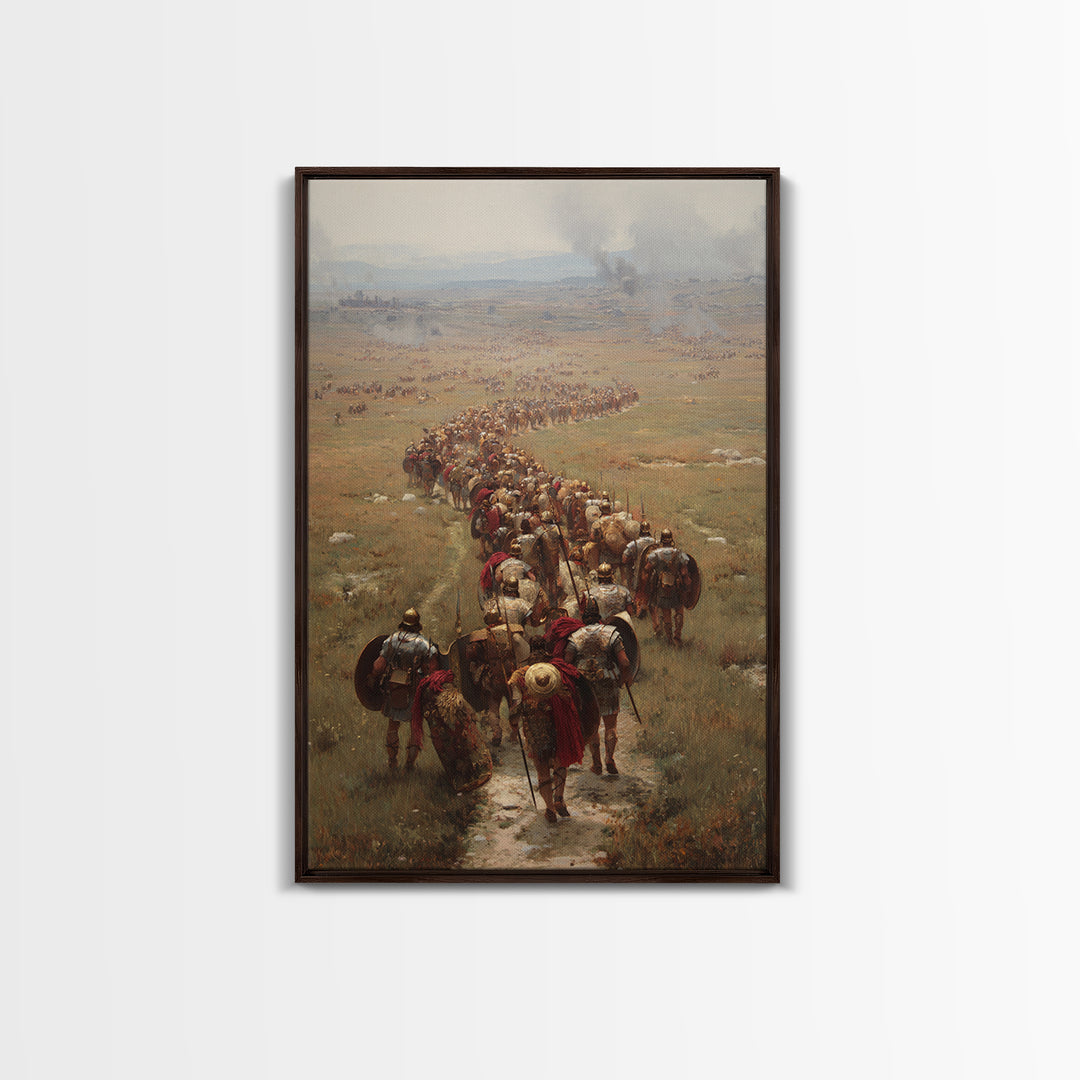 Roman Legion Marching Across Open Plains Canvas Print, Historical Battle Wall Art, Classical Office Decor For Him, Living Room Art