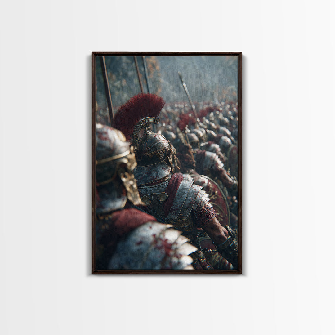 Roman Legion Battle Helmets, Ancient Warrior Wall Art, Historical Canvas Print, Masculine Office Decor, Gift For Him, Man Cave
