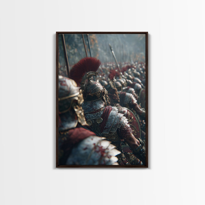 Roman Legion Battle Helmets, Ancient Warrior Wall Art, Historical Canvas Print, Masculine Office Decor, Gift For Him, Man Cave