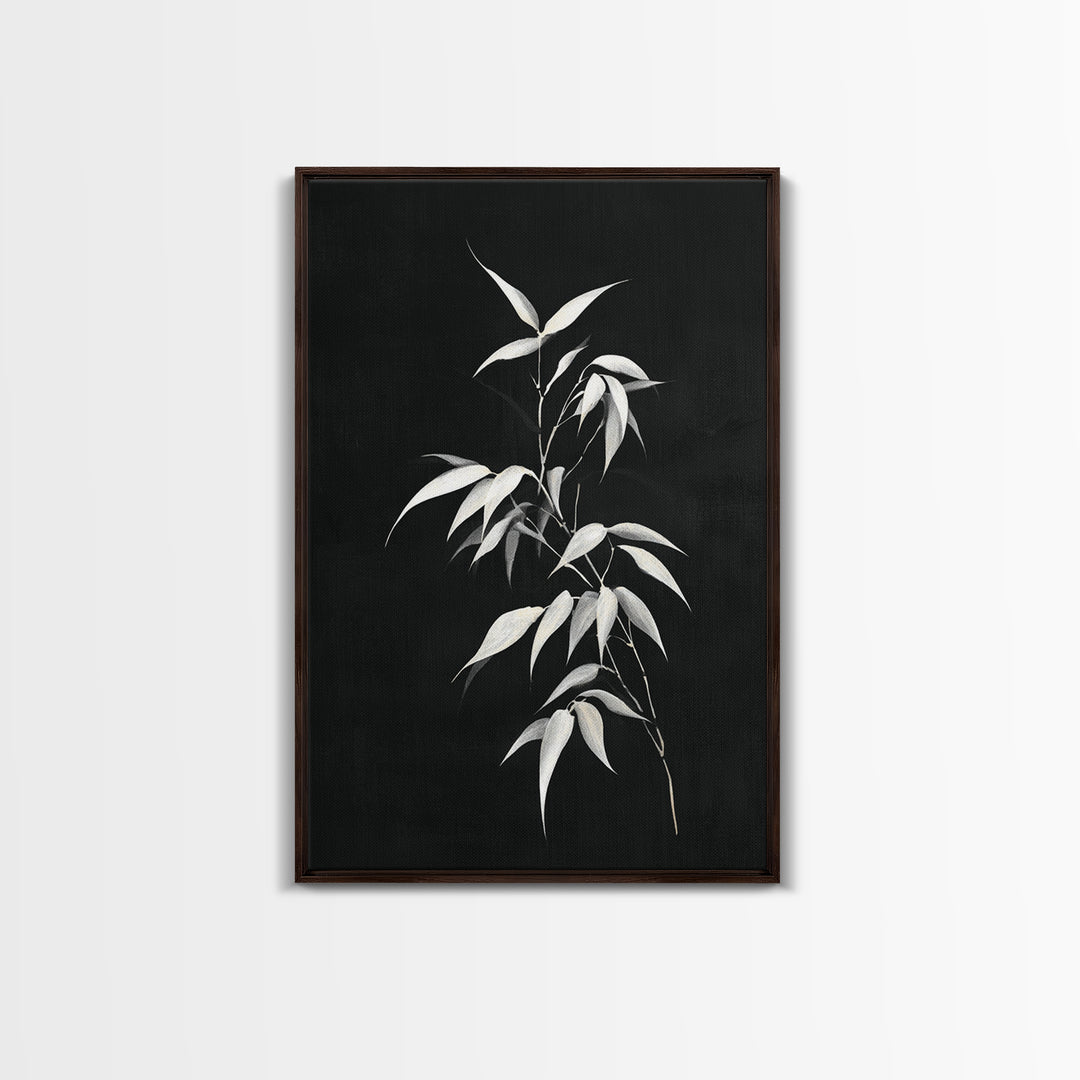 Elegant Minimalist Bamboo Plant Black And White Canvas Print, Zen Botanical Wall Art, Contemporary Home Decor