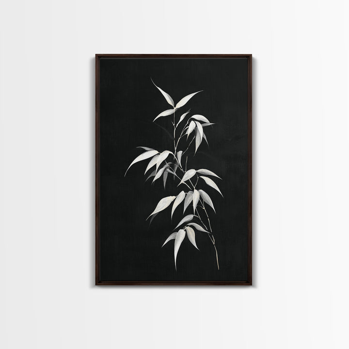 Elegant Minimalist Bamboo Plant Black And White Canvas Print, Zen Botanical Wall Art, Contemporary Home Decor