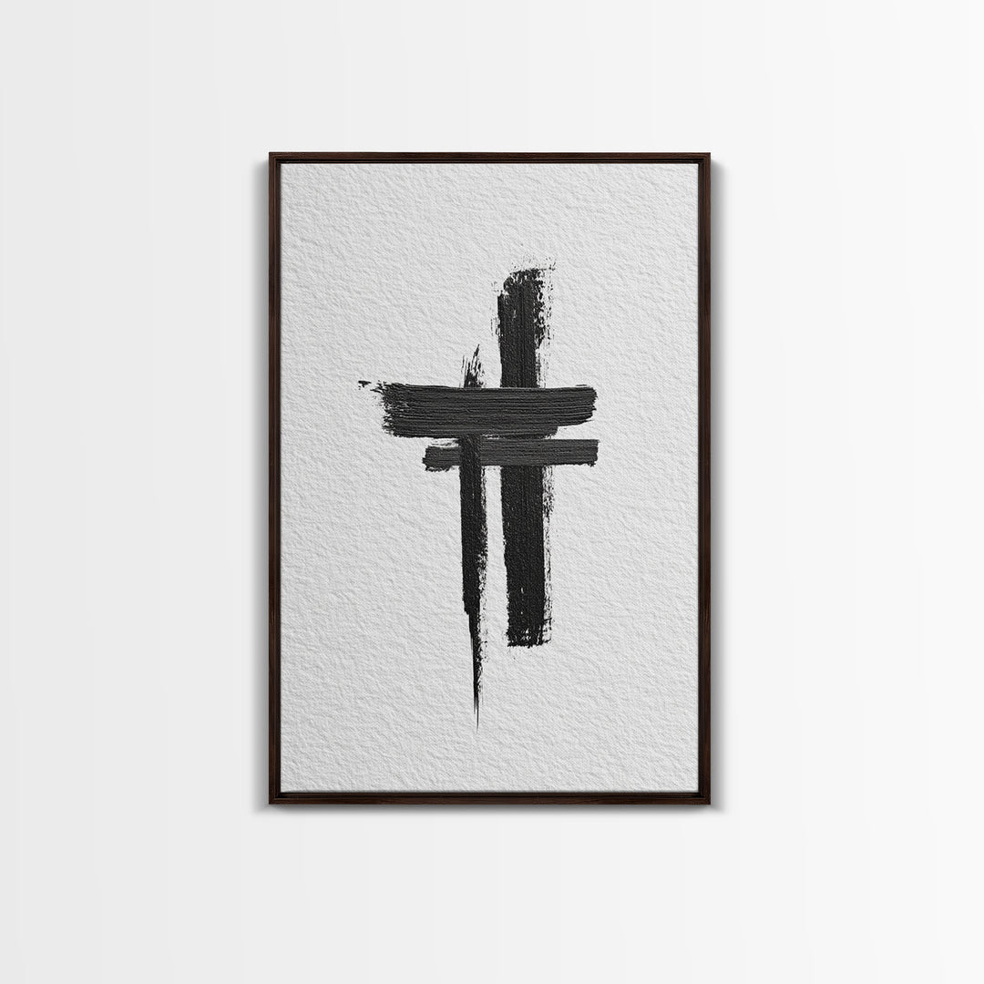 Minimalist Abstract Black Brush Strokes On Textured White Paper Canvas Print Modern Art Wall Decor