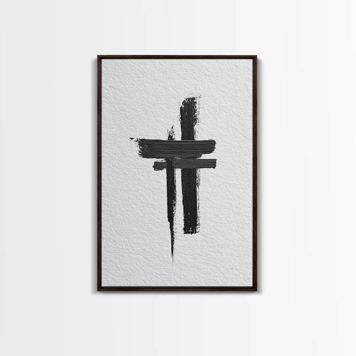 Minimalist Abstract Black Brush Strokes On Textured White Paper Canvas Print Modern Art Wall Decor