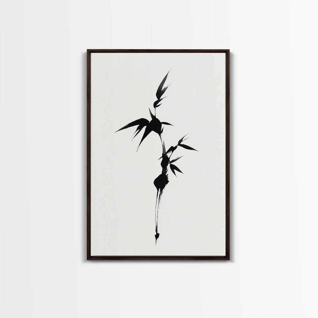 Zoetrope-Like Monochrome Abstract Wave Shape Ink Brush Stroke Painting Minimalist Wall Art Print Framed Canvas