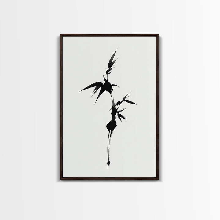 Zoetrope-Like Monochrome Abstract Wave Shape Ink Brush Stroke Painting Minimalist Wall Art Print Framed Canvas