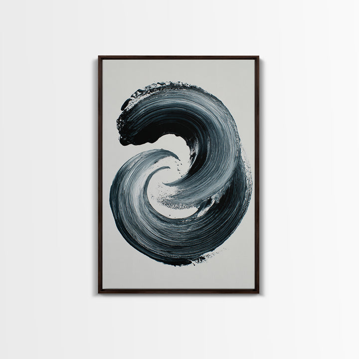 Bold Black And White Abstract Ink Brush Stroke Minimalist Wall Art Print Ideal For Contemporary Home Decor