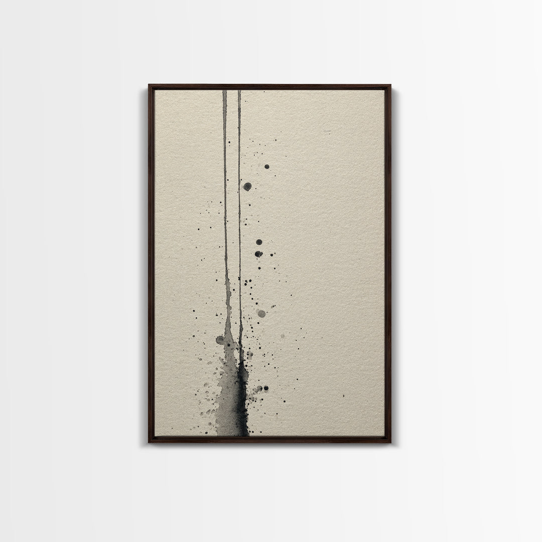 Minimalist Black Ink Art With Leaf Branch On Neutral Background Elegant Wall Art Print For Modern Home Decor And Office Wall Decoration