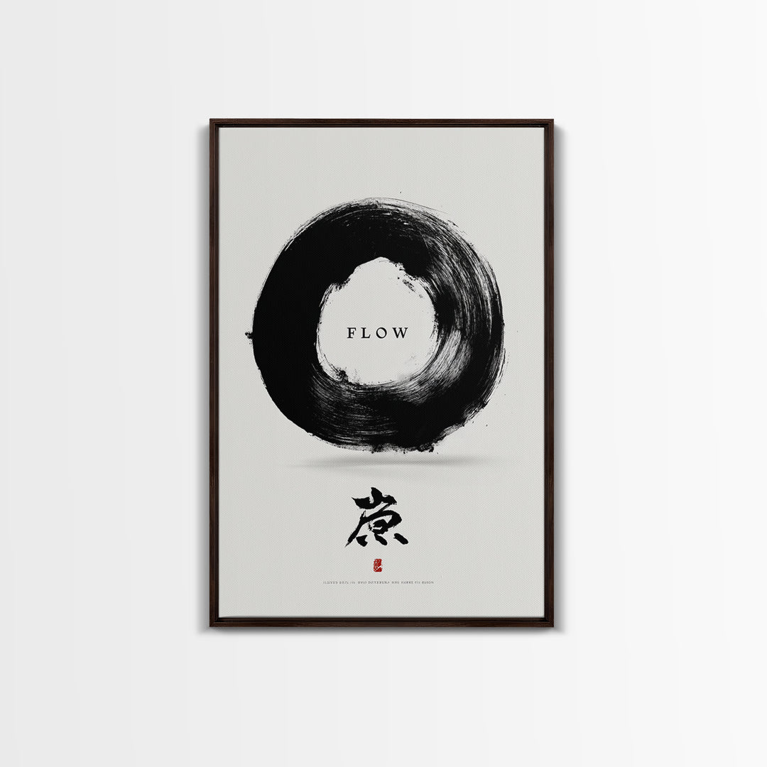 Minimalist Black Enso Circle Symbol Art Print With Flow Calligraphy Brush Stroke Wall Art Print For Modern Home Decor