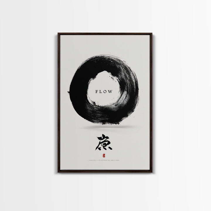 Minimalist Black Enso Circle Symbol Art Print With Flow Calligraphy Brush Stroke Wall Art Print For Modern Home Decor