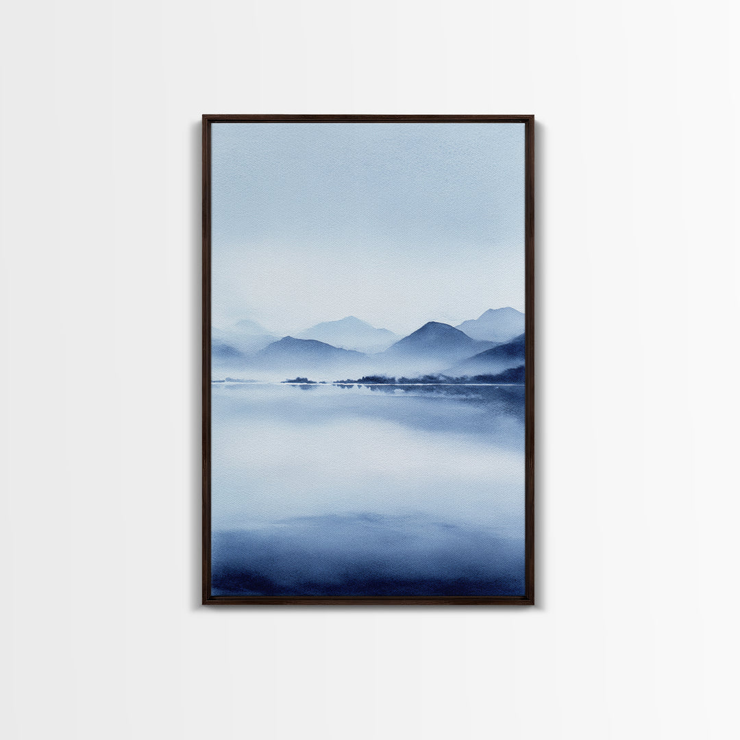 Cyberpunk Digital Blue Buddha Statue With Fish And Neon Lights In Futuristic Aquarium Contemporary Canvas Art