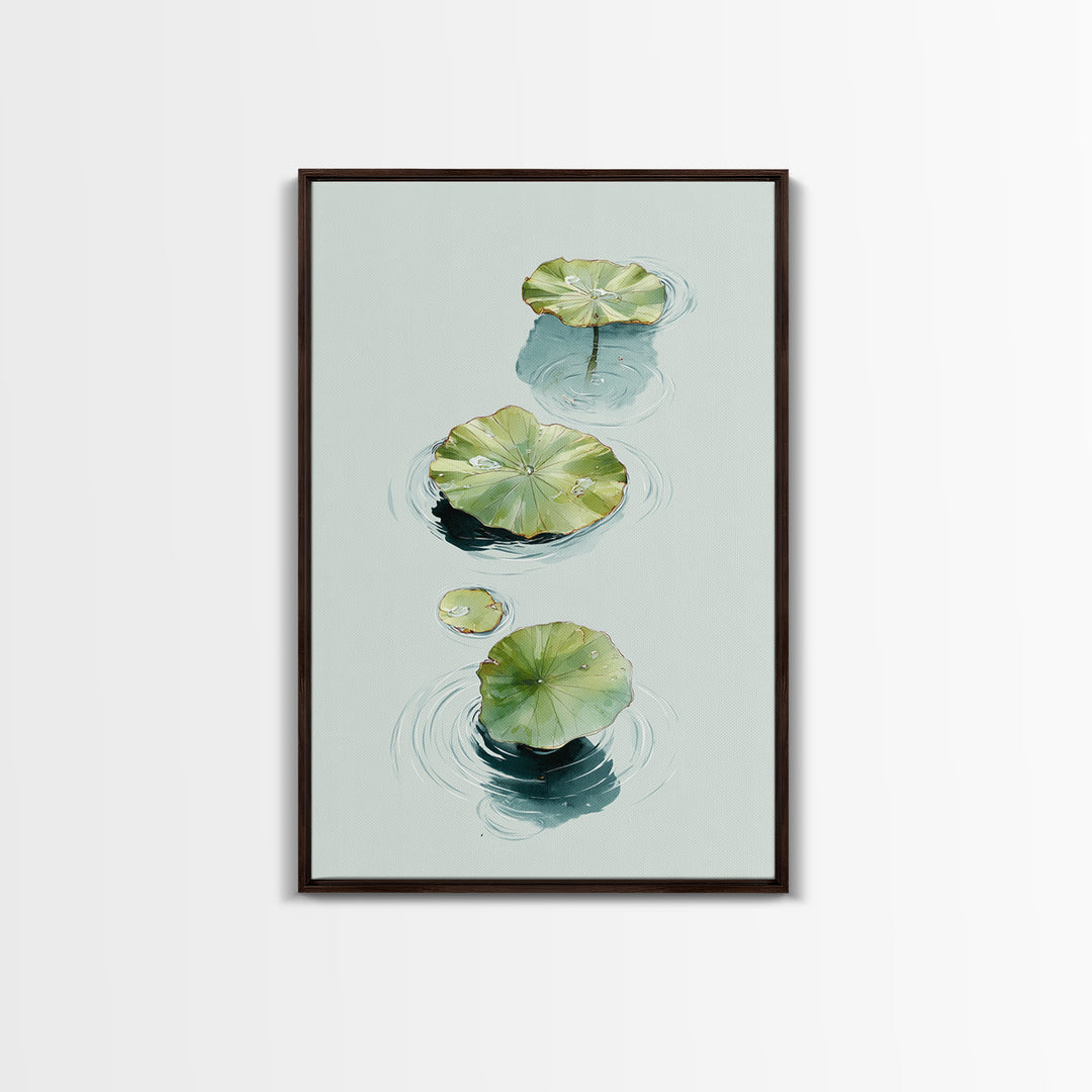Botanical Watercolor Art Of Floating Lotus Leaves Calm Minimalist Wall Art Print For Nature Inspired Home