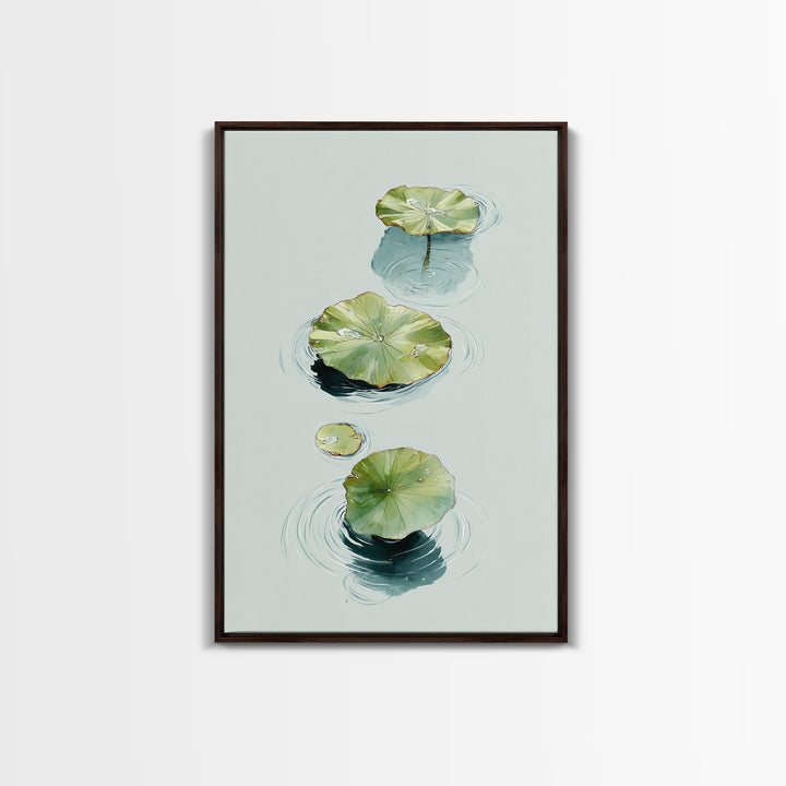 Botanical Watercolor Art Of Floating Lotus Leaves Calm Minimalist Wall Art Print For Nature Inspired Home