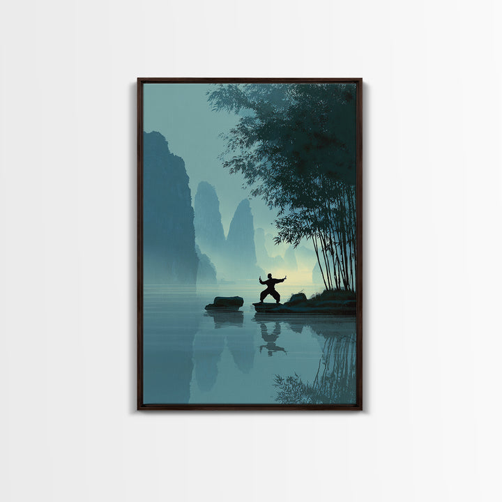 Vibrant Night Cityscape With Stars Reflected On Water Urban Wall Art Framed Canvas Print For Living Room