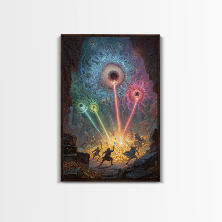 Floating Eye Monsters In Treasure Dungeon Wall Art Fantasy Canvas Print For Dnd Game Room Decor And Weird Gothic Office Art