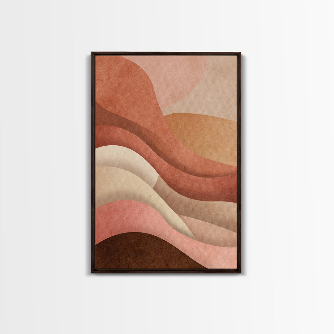 Terracotta Abstract Waves Canvas Print, Earth Tone Wall Art, Neutral Boho Decor, Modern Minimalist Bedroom Art Gift For Her