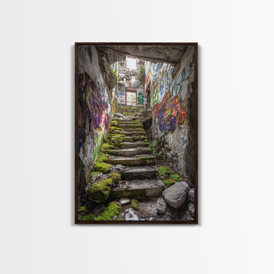 Urban Subway Station With Graffiti Wolf Mural Photography Wall Art Print For Contemporary Home Decor And Street Art Lovers
