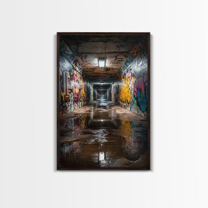 Urban Graffiti Tunnel Photography Wall Art Print Contemporary Art Modern Home Decor For Office And Loft