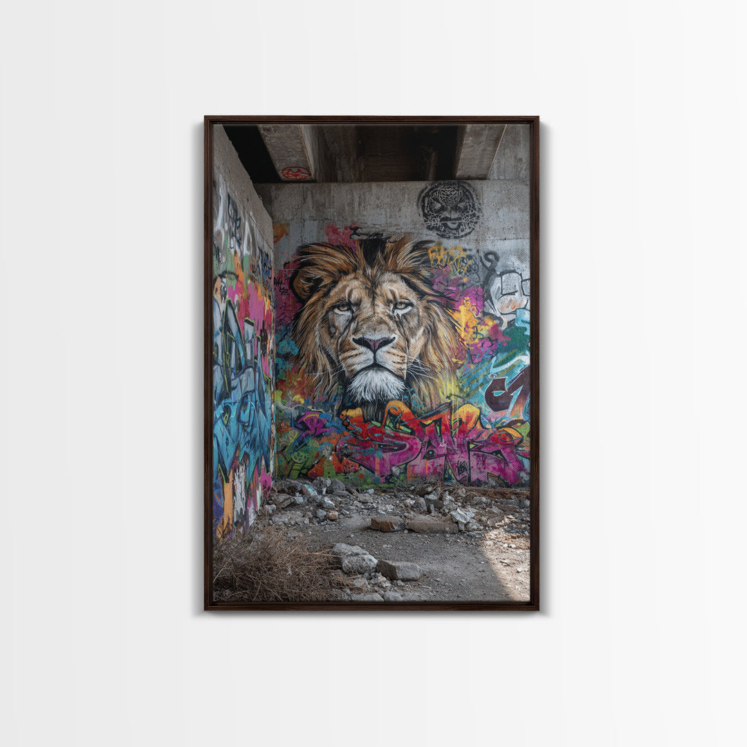 Urban Graffiti Lion Mural Street Art Canvas Print Large Wall Art For Modern Home Decor And Office