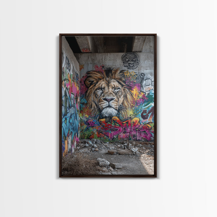 Urban Graffiti Lion Mural Street Art Canvas Print Large Wall Art For Modern Home Decor And Office