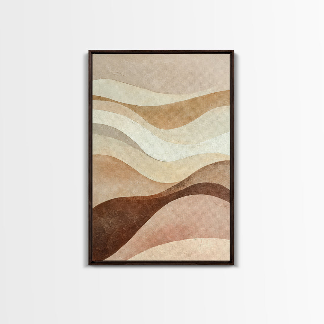 Neutral Wavy Abstract Landscape Wall Art, Earth Tone Canvas Print, Beige Boho Modern Living Room Bedroom Decor, Large Wall Decor