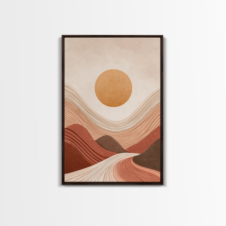 Terracotta Wavy Desert Hills Canvas Print, Abstract Landscape Art, Earth Tone Decor, Modern Wall Art For Living Room, Boho Home Decor