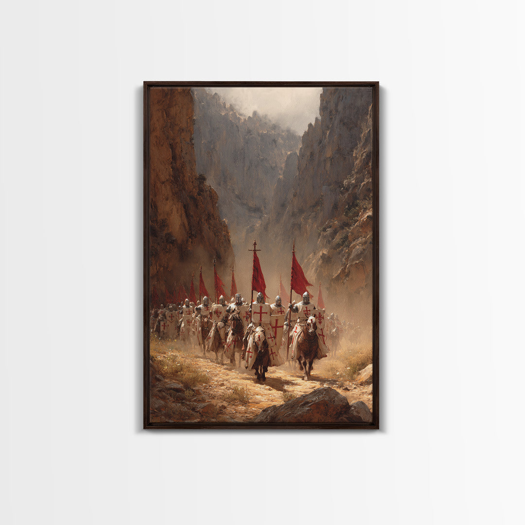 Medieval Knights March Through Canyon Original Painting Large Wall Art Canvas Print