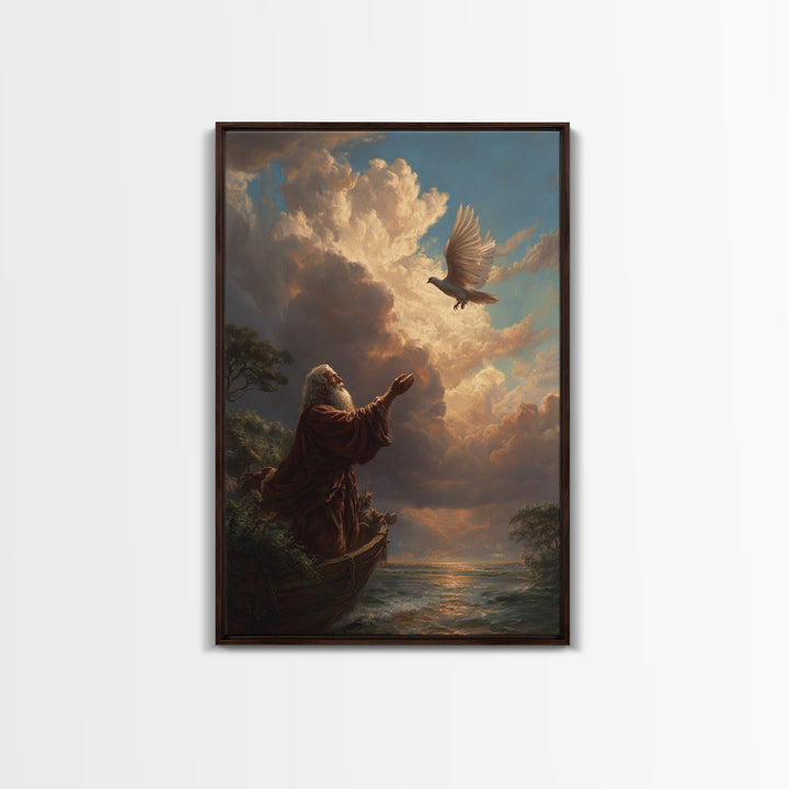 Fantasy Religious Art Moses And Ark With Dove Wall Art Canvas Print Spiritual Decor For Home And Inspiration