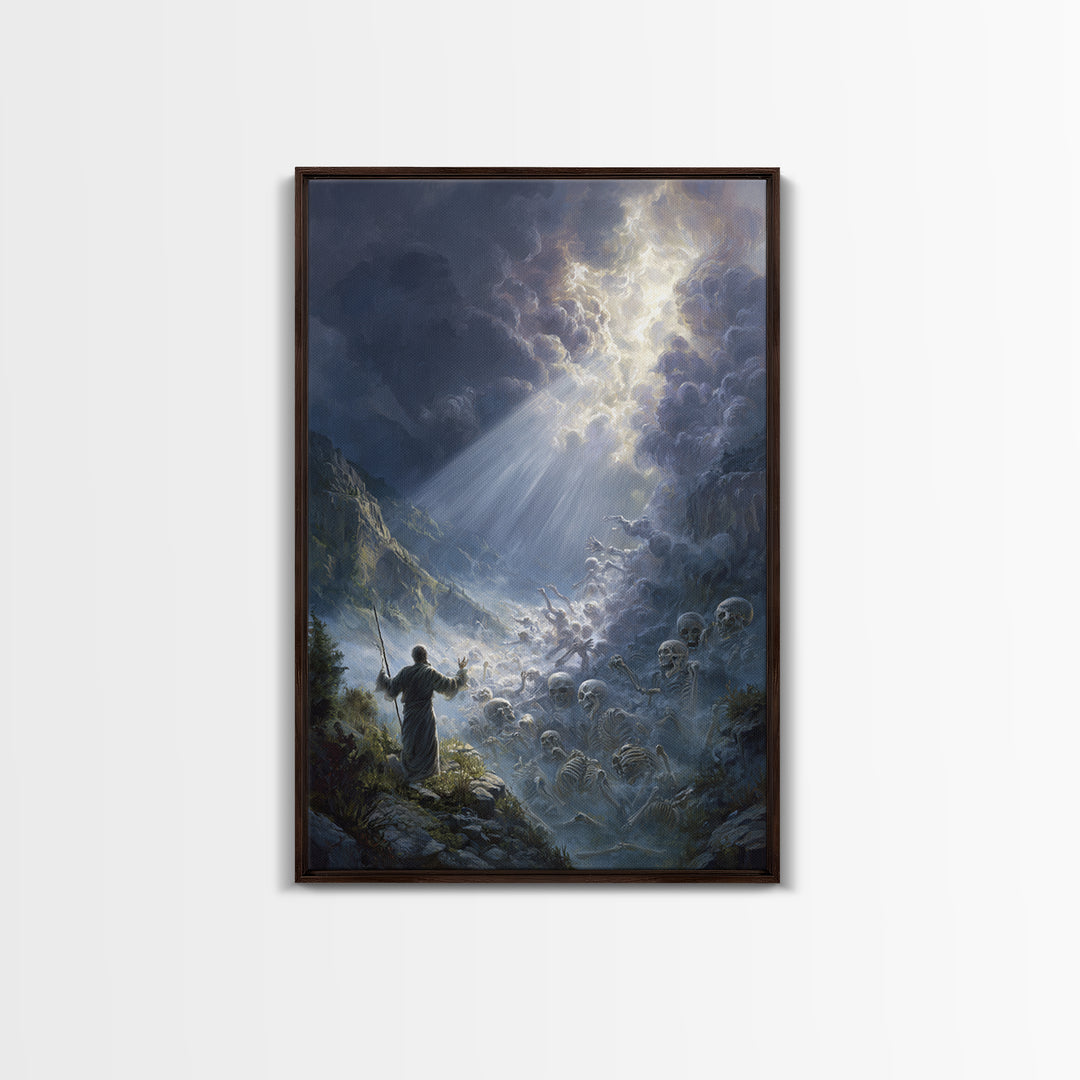 Mystical Angelic Figure Surrounded By Glowing Clouds Spiritual Wall Art Framed Canvas Print For Meditation Spaces