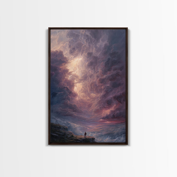 Knight On Horseback Riding Through Enchanted Snowy Forest Fine Art Winter Landscape Painting Canvas Print Wall Decor