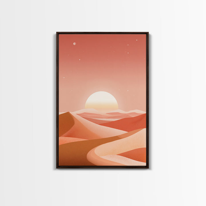 Coral Desert Dunes Sunset Canvas Print, Abstract Landscape Wall Art, Warm Terracotta Decor, Modern Living Room Art, Home Decor