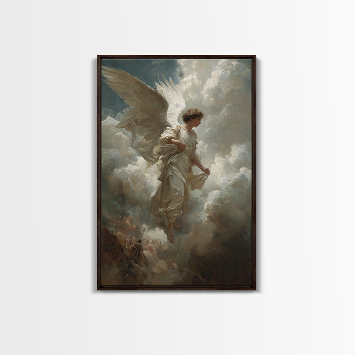 Angel In Clouds Renaissance Style Oil Painting Wall Art Framed Canvas Print Spiritual Religious Fine Art For Home Decor
