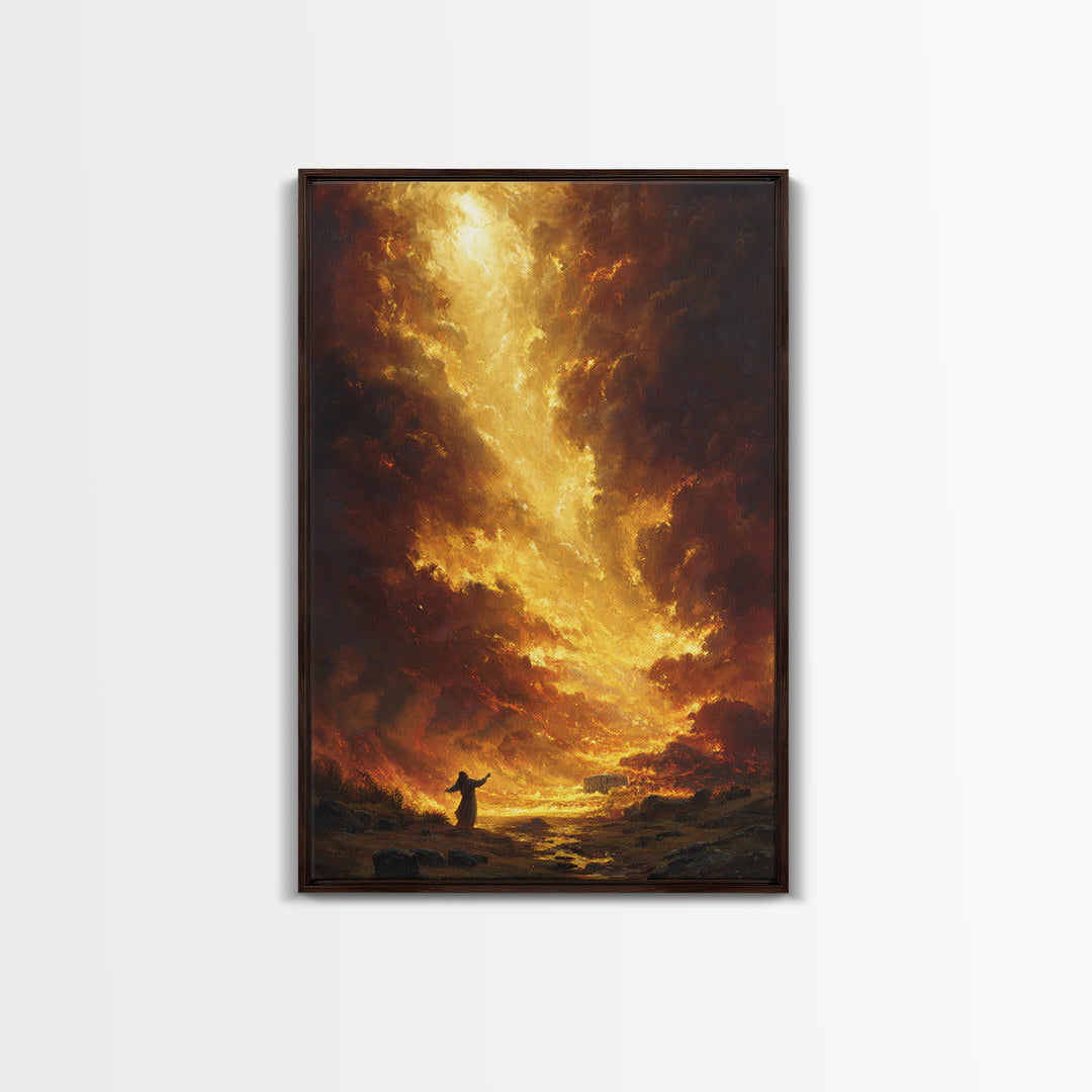 Dramatic Fiery Sunset Landscape Wall Art Canvas Print For Living Room Home Decor And Office Space