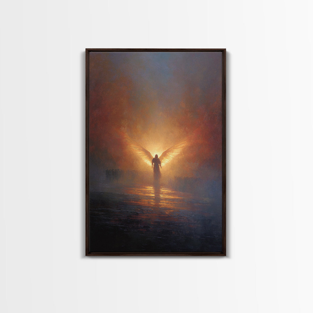 Angelic Figure With Wings Spiritual Wall Art Peaceful Inspirational Painting Framed Canvas Print