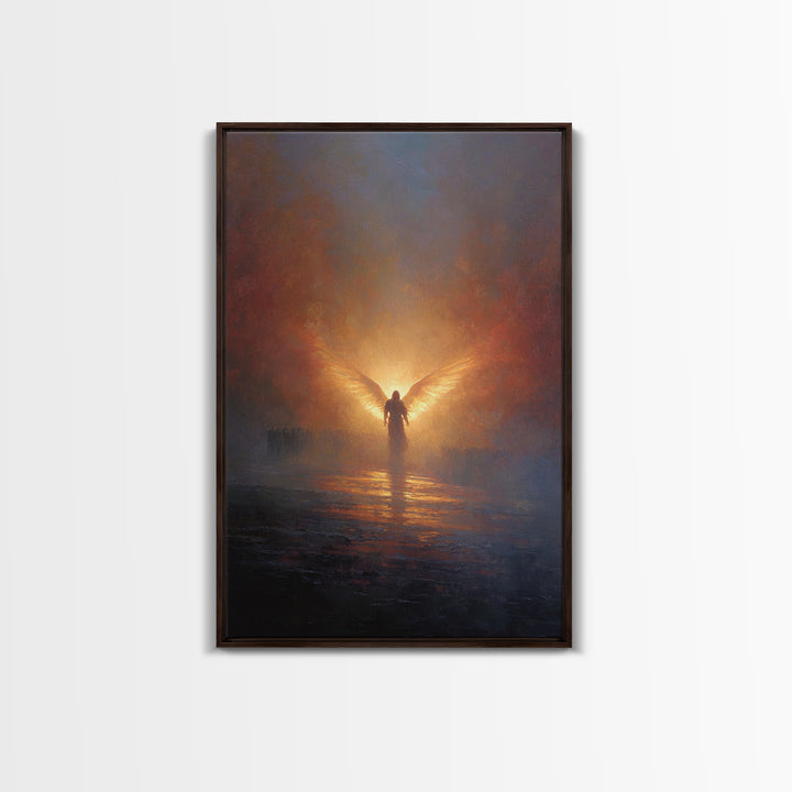 Angelic Figure With Wings Spiritual Wall Art Peaceful Inspirational Painting Framed Canvas Print